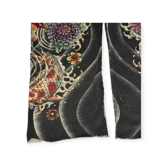 Rare: Y2K Lucky Brand ❀ Embroidered Asian Koi Butterfly Sweatpants ❀ Black ❀ L - Picture 5 of 16